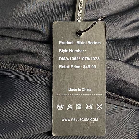 Relleciga Bikini Bottom Women M Black Classic Minimalist Poolside Beach Swim NWT - Picture 6 of 8